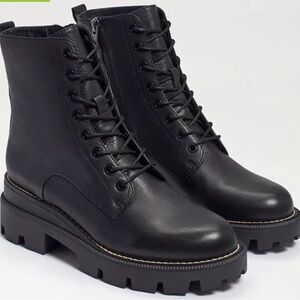 Sam Edelman Black Lace-Up Combat Boots